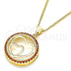 Collares con Dije 04.156.0334.2.20 Oro Laminado, Diseño de Corazón, con Granate Micro Pave, Pulido, Tono Dorado (02 MM Thickness, 20 Inches Length)