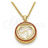 Collares con Dije 04.156.0334.2.20 Oro Laminado, Diseño de Corazón, con Micro Pave Granate, Pulido, Tono Dorado (Grosor 02 MM, 20 Pulgadas de Largo)