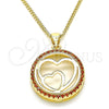 Collares con Dije 04.156.0334.2.20 Oro Laminado, Diseño de Corazón, con Granate Micro Pave, Pulido, Tono Dorado (02 MM Thickness, 20 Inches Length)