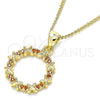 Collares con Dije 04.156.0335.2.20 Oro Laminado, con Granate Micro Pave, Pulido, Tono Dorado (02 MM Thickness, 20 Inches Length)