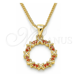 Collares con Dije 04.156.0335.2.20 Oro Laminado, con Micro Pave Granate, Pulido, Tono Dorado (Grosor 02 MM, 20 Pulgadas de Largo)