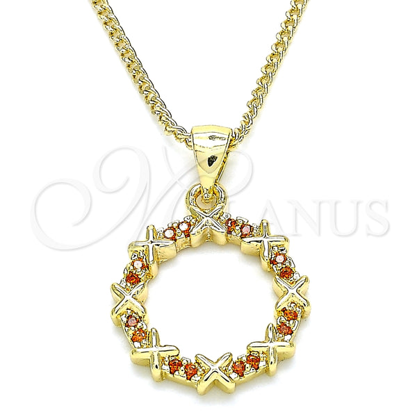 Collares con Dije 04.156.0335.2.20 Oro Laminado, con Granate Micro Pave, Pulido, Tono Dorado (02 MM Thickness, 20 Inches Length)