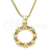 Collares con Dije 04.156.0335.2.20 Oro Laminado, con Granate Micro Pave, Pulido, Tono Dorado (02 MM Thickness, 20 Inches Length)