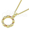 Collares con Dije 04.156.0335.3.20 Oro Laminado, con Multicolor Micro Pave, Pulido, Tono Dorado (02 MM Thickness, 20 Inches Length)