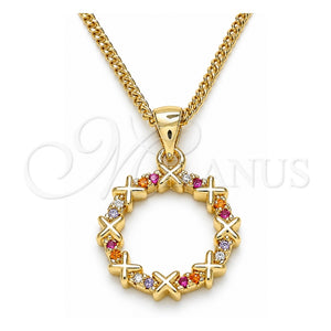 Collares con Dije 04.156.0335.3.20 Oro Laminado, con Micro Pave Multicolor, Pulido, Tono Dorado (Grosor 02 MM, 20 Pulgadas de Largo)