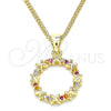 Collares con Dije 04.156.0335.3.20 Oro Laminado, con Multicolor Micro Pave, Pulido, Tono Dorado (02 MM Thickness, 20 Inches Length)