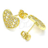 Arete Dormilona 02.156.0476 Oro Laminado, Diseño de Corazón, con Blanca Micro Pave, Pulido, Tono Dorado