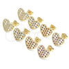 Arete Dormilona 02.156.0476 Oro Laminado, Diseño de Corazón, con Blanca Micro Pave, Pulido, Tono Dorado