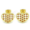 Arete Dormilona 02.156.0476.2 Oro Laminado, Diseño de Corazón, con Granate Micro Pave, Pulido, Tono Dorado