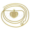 Collares con Dije 04.156.0336.20 Oro Laminado, Diseño de Corazón, con Blanca Micro Pave, Pulido, Tono Dorado (02 MM Thickness, 20 Inches Length)