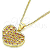 Collares con Dije 04.156.0336.1.20 Oro Laminado, Diseño de Corazón, con Rubi Micro Pave, Pulido, Tono Dorado (02 MM Thickness, 20 Inches Length)