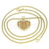 Collares con Dije 04.156.0336.1.20 Oro Laminado, Diseño de Corazón, con Rubi Micro Pave, Pulido, Tono Dorado (02 MM Thickness, 20 Inches Length)