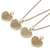 Collares con Dije 04.156.0336.1.20 Oro Laminado, Diseño de Corazón, con Rubi Micro Pave, Pulido, Tono Dorado (02 MM Thickness, 20 Inches Length)