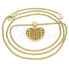 Collares con Dije 04.156.0336.2.20 Oro Laminado, Diseño de Corazón, con Granate Micro Pave, Pulido, Tono Dorado (02 MM Thickness, 20 Inches Length)