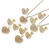 Juego de Arete y Dije de Adulto 10.156.0274.2 Oro Laminado, Diseño de Corazón, con Granate Micro Pave, Pulido, Tono Dorado