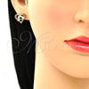 Juego de Arete y Dije de Adulto 10.156.0275.2 Oro Laminado, Diseño de Corazón y Manos, con Granate Micro Pave, Pulido, Tono Dorado