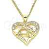 Collares con Dije 04.156.0337.20 Oro Laminado, Diseño de Corazón y Manos, con Blanca Micro Pave, Pulido, Tono Dorado (02 MM Thickness, 20 Inches Length)