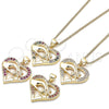 Collares con Dije 04.156.0337.20 Oro Laminado, Diseño de Corazón y Manos, con Blanca Micro Pave, Pulido, Tono Dorado (02 MM Thickness, 20 Inches Length)