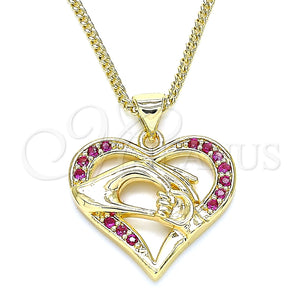 Collares con Dije 04.156.0337.1.20 Oro Laminado, Diseño de Corazón y Manos, con Rubi Micro Pave, Pulido, Tono Dorado (02 MM Thickness, 20 Inches Length)