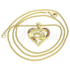 Collares con Dije 04.156.0337.2.20 Oro Laminado, Diseño de Corazón y Manos, con Granate Micro Pave, Pulido, Tono Dorado (02 MM Thickness, 20 Inches Length)