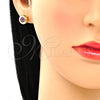 Arete Dormilona 02.156.0477.1 Oro Laminado, con Rubi Micro Pave, Pulido, Tono Dorado