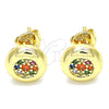 Arete Dormilona 02.156.0477.3 Oro Laminado, con Multicolor Micro Pave, Pulido, Tono Dorado