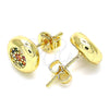 Arete Dormilona 02.156.0477.3 Oro Laminado, con Multicolor Micro Pave, Pulido, Tono Dorado
