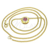 Collares con Dije 04.156.0338.1.20 Oro Laminado, con Rubi Micro Pave, Pulido, Tono Dorado (02 MM Thickness, 20 Inches Length)