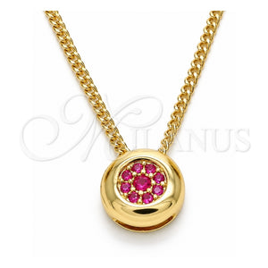 Collares con Dije 04.156.0338.1.20 Oro Laminado, con Micro Pave Rubi, Pulido, Tono Dorado (Grosor 02 MM, 20 Pulgadas de Largo)