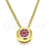Collares con Dije 04.156.0338.1.20 Oro Laminado, con Rubi Micro Pave, Pulido, Tono Dorado (02 MM Thickness, 20 Inches Length)