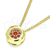 Collares con Dije 04.156.0338.2.20 Oro Laminado, con Granate Micro Pave, Pulido, Tono Dorado (02 MM Thickness, 20 Inches Length)