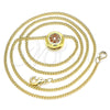 Collares con Dije 04.156.0338.2.20 Oro Laminado, con Granate Micro Pave, Pulido, Tono Dorado (02 MM Thickness, 20 Inches Length)