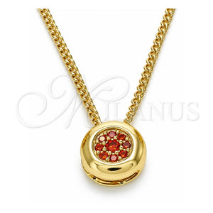 Collares con Dije 04.156.0338.2.20 Oro Laminado, con Micro Pave Granate, Pulido, Tono Dorado (Grosor 02 MM, 20 Pulgadas de Largo)