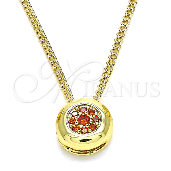 Collares con Dije 04.156.0338.2.20 Oro Laminado, con Granate Micro Pave, Pulido, Tono Dorado (02 MM Thickness, 20 Inches Length)