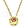 Collares con Dije 04.156.0338.2.20 Oro Laminado, con Granate Micro Pave, Pulido, Tono Dorado (02 MM Thickness, 20 Inches Length)