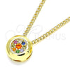Collares con Dije 04.156.0338.3.20 Oro Laminado, con Multicolor Micro Pave, Pulido, Tono Dorado (02 MM Thickness, 20 Inches Length)