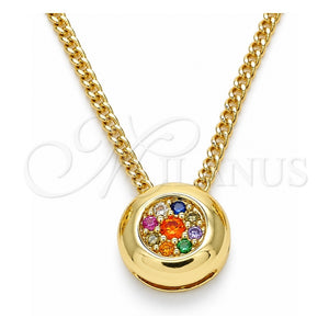 Collares con Dije 04.156.0338.3.20 Oro Laminado, con Micro Pave Multicolor, Pulido, Tono Dorado (Grosor 02 MM, 20 Pulgadas de Largo)