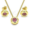 Juego de Arete y Dije de Adulto 10.156.0276.1 Oro Laminado, con Rubi Micro Pave, Pulido, Tono Dorado