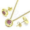 Juego de Arete y Dije de Adulto 10.156.0276.1 Oro Laminado, con Rubi Micro Pave, Pulido, Tono Dorado