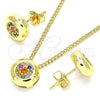 Juego de Arete y Dije de Adulto 10.156.0276.3 Oro Laminado, con Multicolor Micro Pave, Pulido, Tono Dorado