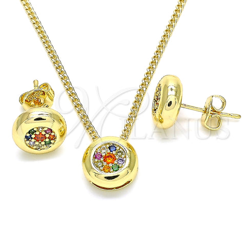 Juego de Arete y Dije de Adulto 10.156.0276.3 Oro Laminado, con Multicolor Micro Pave, Pulido, Tono Dorado