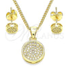 Juego de Arete y Dije de Adulto 10.156.0277 Oro Laminado, con Blanca Micro Pave, Pulido, Tono Dorado