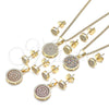 Juego de Arete y Dije de Adulto 10.156.0277 Oro Laminado, con Blanca Micro Pave, Pulido, Tono Dorado