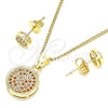 Juego de Arete y Dije de Adulto 10.156.0277.2 Oro Laminado, con Granate Micro Pave, Pulido, Tono Dorado
