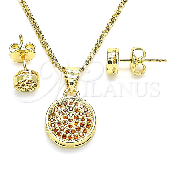 Juego de Arete y Dije de Adulto 10.156.0277.2 Oro Laminado, con Granate Micro Pave, Pulido, Tono Dorado