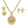 Juego de Arete y Dije de Adulto 10.156.0277.2 Oro Laminado, con Granate Micro Pave, Pulido, Tono Dorado