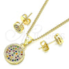 Juego de Arete y Dije de Adulto 10.156.0277.3 Oro Laminado, con Multicolor Micro Pave, Pulido, Tono Dorado