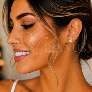 Arete Dormilona 02.156.0478 Oro Laminado, con Micro Pave Blanca, Pulido, Tono Dorado