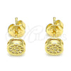 Arete Dormilona 02.156.0478 Oro Laminado, con Micro Pave Blanca, Pulido, Tono Dorado