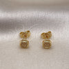 Arete Dormilona 02.156.0478 Oro Laminado, con Micro Pave Blanca, Pulido, Tono Dorado